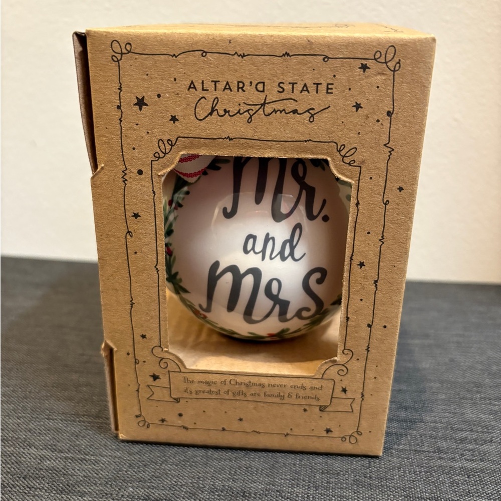 NWT New in Box Altar’d State Mr. & Mrs. Est. 2019 Christmas Tree Ornament